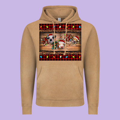 Hohoho Christmas Cows Vintage Hoodie Designed By Ranaportraitstore