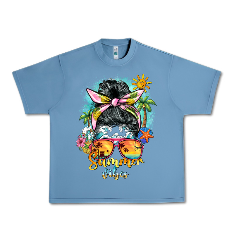 Summer Vibes Messy Bun Urban Heavy Tee by BarkalooDesign | Teevron