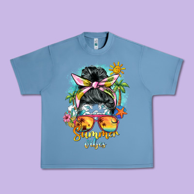 Summer Vibes Messy Bun Urban Heavy Tee Designed By Barkaloodesign