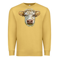 Antique Gold Charolais bull face Premium Sweatshirt - LillyAllenDesigns