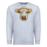 Heather Grey Charolais bull face Premium Sweatshirt - LillyAllenDesigns