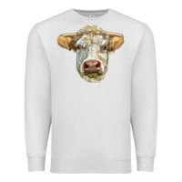 Oatmeal Heather Charolais bull face Premium Sweatshirt - LillyAllenDesigns