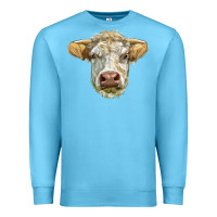 Ocean Blue Charolais bull face Premium Sweatshirt - LillyAllenDesigns
