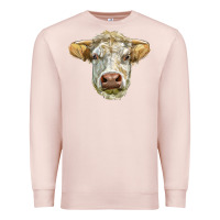 Pale Pink Charolais bull face Premium Sweatshirt - LillyAllenDesigns