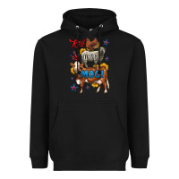 Black red white moo farm animals 4th of july Heavyweight Hoodie - LillyAllenDesigns