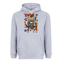 Heather Grey red white moo farm animals 4th of july Heavyweight Hoodie - LillyAllenDesigns
