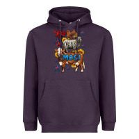 Plum red white moo farm animals 4th of july Heavyweight Hoodie - LillyAllenDesigns