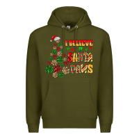 Army Green i believe in santa paws Premium Hoodie - MaliasSmallBusiness