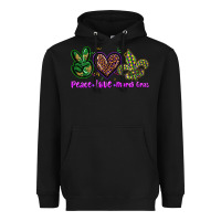 Black peace love mardi gras Heavyweight Hoodie - BarkalooDesign