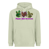 Peace Love Mardi Gras Heavyweight Hoodie | Teevron