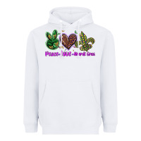 White peace love mardi gras Heavyweight Hoodie - BarkalooDesign