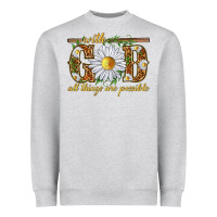 Heather Grey With God all things are possible with daisy Heavyweight Sweatshirt - texasbilliewilder