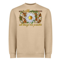 Mushroom With God all things are possible with daisy Heavyweight Sweatshirt - texasbilliewilder