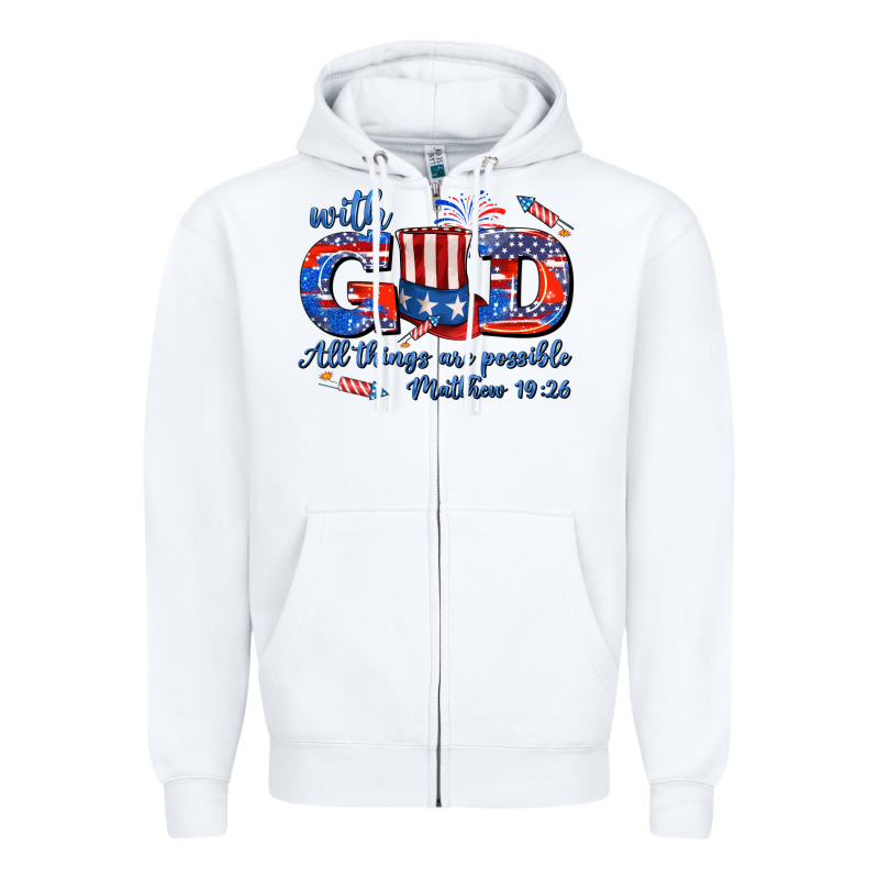 With God All Things Are Possible Usa Zipper Hoodie by AdoDesignShop | Teevron