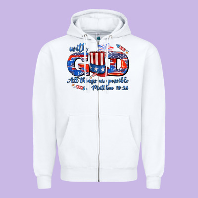 With God All Things Are Possible Usa Zipper Hoodie Designed By Adodesignshop