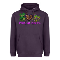 Plum peace love mardi gras Heavyweight Hoodie - BarkalooDesign
