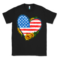 Black usa flag heart with sunflower Classic Tee - HRA Design Shop