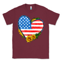 Burgundy usa flag heart with sunflower Classic Tee - HRA Design Shop