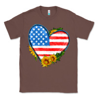 Chestnut usa flag heart with sunflower Classic Tee - HRA Design Shop