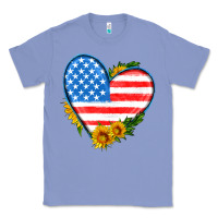 Colony Blue usa flag heart with sunflower Classic Tee - HRA Design Shop