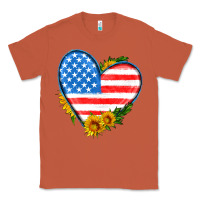 Copper usa flag heart with sunflower Classic Tee - HRA Design Shop