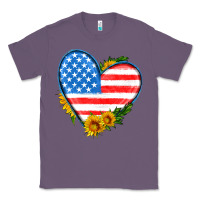 Lavender usa flag heart with sunflower Classic Tee - HRA Design Shop