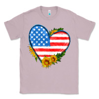 Lilac usa flag heart with sunflower Classic Tee - HRA Design Shop