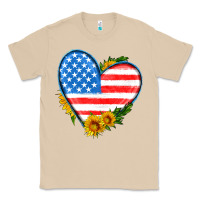 Mushroom usa flag heart with sunflower Classic Tee - HRA Design Shop