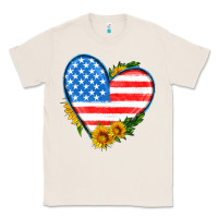 Natural usa flag heart with sunflower Classic Tee - HRA Design Shop