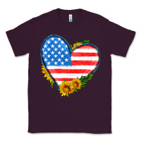 Plum usa flag heart with sunflower Classic Tee - HRA Design Shop