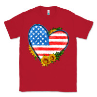 Red usa flag heart with sunflower Classic Tee - HRA Design Shop