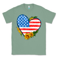 Sage usa flag heart with sunflower Classic Tee - HRA Design Shop
