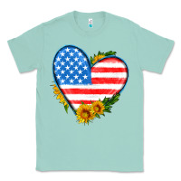 Seafoam usa flag heart with sunflower Classic Tee - HRA Design Shop