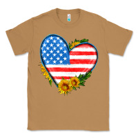 Toasted Coconut usa flag heart with sunflower Classic Tee - HRA Design Shop