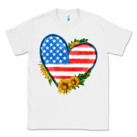 White usa flag heart with sunflower Classic Tee - HRA Design Shop