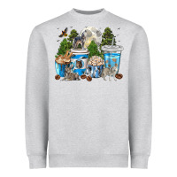 Heather Grey Wolf coffee cups Heavyweight Sweatshirt - texasbilliewilder
