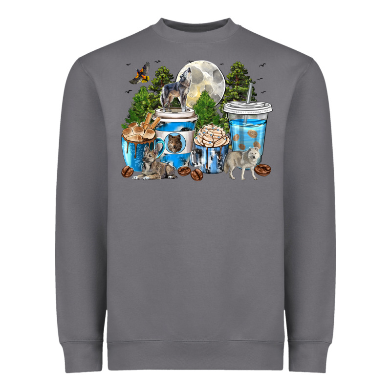 Wolf Coffee Cups Heavyweight Sweatshirt by texasbilliewilder | Teevron