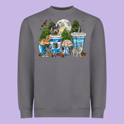 Wolf Coffee Cups Heavyweight Sweatshirt Designed By Texasbilliewilder
