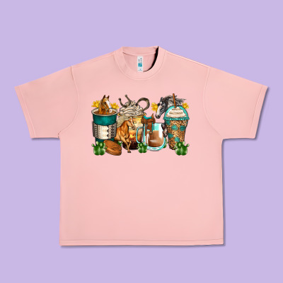 Horses Coffee Cups Urban Heavy Tee Designed By Zillion Design Studio