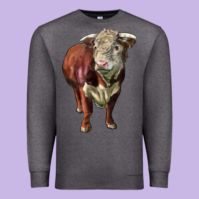 Hereford Bull Face Premium Sweatshirt Designed By Lillyallendesigns