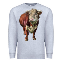 Heather Grey hereford bull face Premium Sweatshirt - LillyAllenDesigns