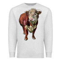 Oatmeal Heather hereford bull face Premium Sweatshirt - LillyAllenDesigns