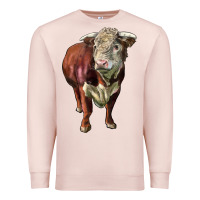 Pale Pink hereford bull face Premium Sweatshirt - LillyAllenDesigns