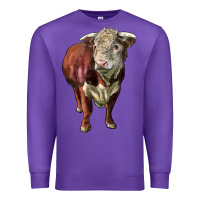 Purple hereford bull face Premium Sweatshirt - LillyAllenDesigns