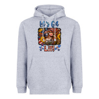 Heather Grey let's get lit 4th of july cow Heavyweight Hoodie - LillyAllenDesigns