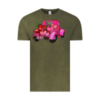 Vintage Olive valentine's day heart cactus truck Vintage Tee - RanaPortraitStore