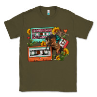 Army Green rodeo sunflower cactus cassette Classic Tee - FaDigitalArtStudio