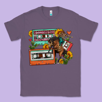 Rodeo Sunflower Cactus Cassette Classic Tee Designed By Fadigitalartstudio