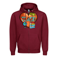 Burgundy teach heart Zipper Hoodie - JahusDesignShop