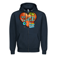 Navy teach heart Zipper Hoodie - JahusDesignShop